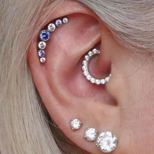 Daith Clicker, joyería perforadora Daith, anillo septal 16G, pendiente daith plata oro - Imagen 1 de 11