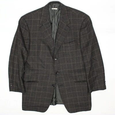 Vestimenta Mens Sport Coat 42R Gray Windowpane Plaid Wool Cashmere Jacket - Image 1 of 4