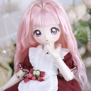 Long Curly Wavy Hair with Bangs Fringe Soft Wig for 1/3 1/4 BJD Doll SD MSD DIY - Picture 1 of 15