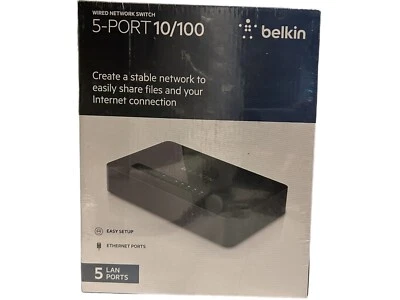 BELKIN Wired Network Switch 5-Port 10/100, NEW/Sealed - Image 1 of 4