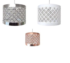 New Modern Sparkly Ceiling Pendant Light Shade Jewel Lamp Easy Fit Moda Fitting - Picture 1 of 10