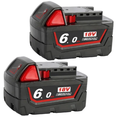 2x For Milwaukee M18B6 M18 18V 6.0Ah Li-ion Battery Extended Capacity 48-11-1860