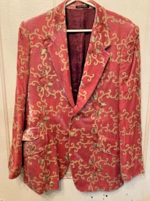 Blazer para hombre Paul Smith rosa algodón terciopelo floral chaqueta bordada RARO Foto 1 de 4
