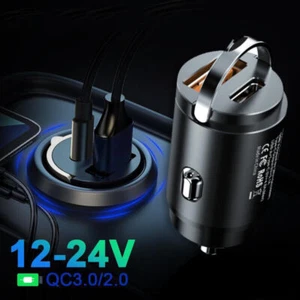 Mini Stealth Auto Adapter Mini Zug Ring Auto Ladegerät Aufladen USB schnell QC 3.0 2.0 - Bild 1 von 12