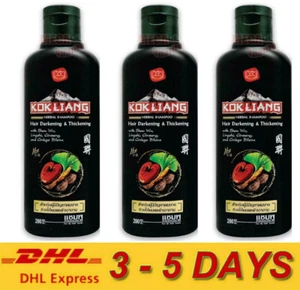 3 x KOK LIANG Chinese Herbal SHAMPOO Natural for Hair Darkening Thickening 200ml - Picture 1 of 3