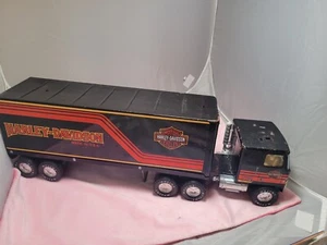 1980s Steel Nylint Harley Davidson GMC 18 Wheeler semi Truck tractor Trailer - Picture 1 of 11