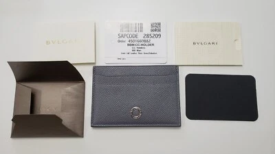 NOVO EM FOLHA BVLGARI BBM-CC-Suporte Couro de Bezerro Grão Cor Pedra Plutão # 285209   - Imagem 1 de 2