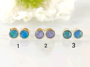 Wunderschöne Ohrstecker 333 oder 925 mit echtem Opal , Handmade - Picture 1 of 12