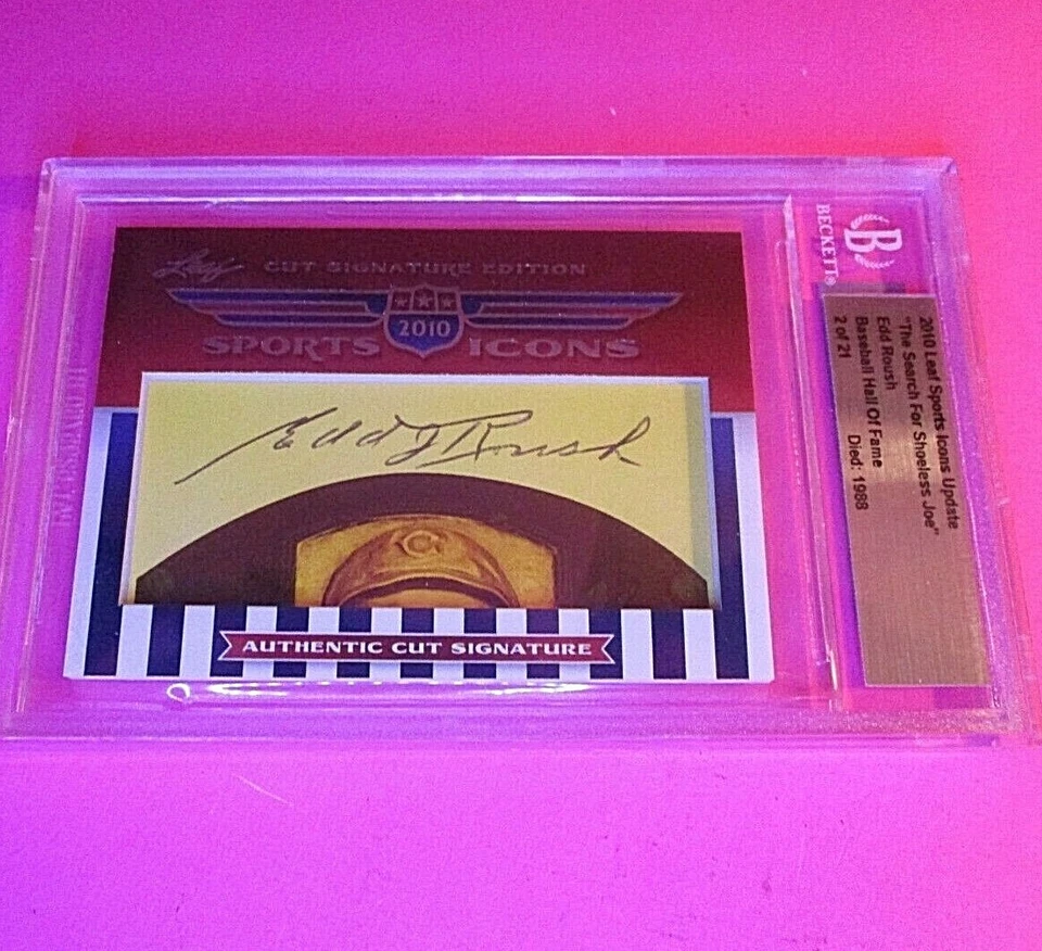 2010 Leaf Sports Icons, Edd Roush, Cut Signature Autograph #d/21, HOF, auto, BGS - Image 1 of 1