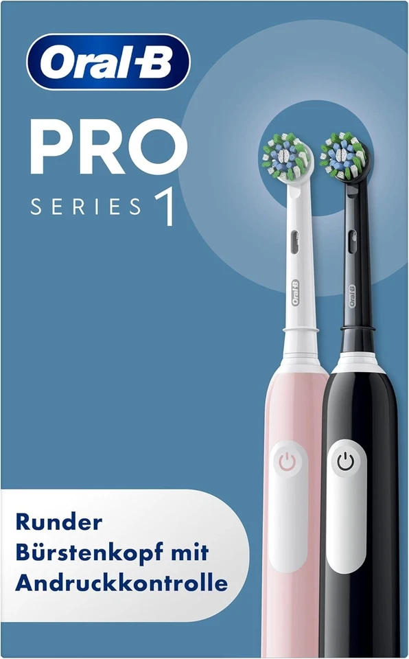 Oral-B Elektrische Zahnbürste Pro 1 Black/Pink mit 2. Handstück, 3 Putzprogramme - Bild 1 von 4