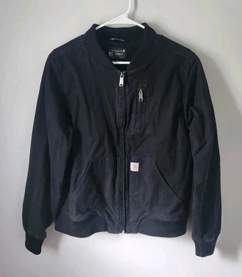 Carhartt Rugged Flex Kids Bomber Style Jacket Black Zip Closure Size 12-14 - Image 1 of 4