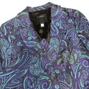 Roberto Cavalli Class Embroidered Paisley Blazer Cinch Waist Jacket Size 8 - Picture 1 of 15