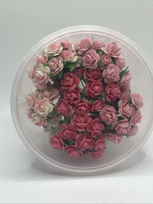NEW: Handmade Paper Roses- Pink & White; 100 FLOWERS; FREE SHOP USA - Image 1 of 4