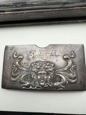 ANTIGUO ESTUCHE/PORTATARJETAS VICTORIANO ART NOUVEAU PLATA ESTERLINA Foto 1 de 4
