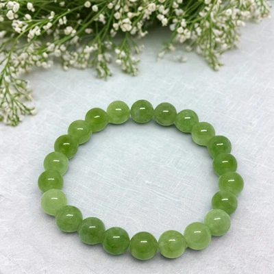 Green Peridot Gemstone Beaded Bracelet - 8mm Handmade Spiritual Jewelry - Image 1 of 4