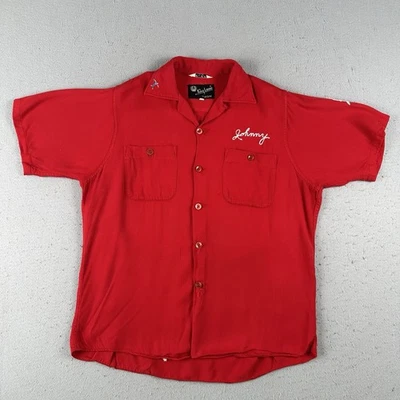 Vtg 50s King Louie Bowling Shirt Men’s Medium Red Loop Collar Chain Stitch - Image 1 of 4
