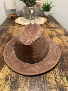 Adventure Bound brown leather fedora hat men's size large Indiana Jones Hat - Picture 1 of 17
