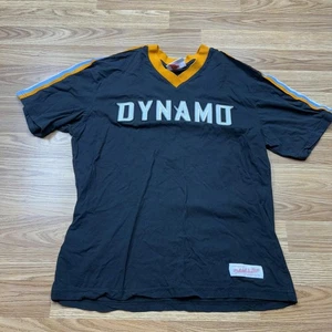 Mitchell & Ness Shirt Tee Herren Medium Schwarz Gold V-Ausschnitt Dynamo Applikation Retro - Bild 1 von 11