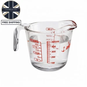 Anchor Hocking 500ml Glass Measuring Jug Heatproof Oven-Safe Cup with oz/ml/pint - Picture 1 of 6