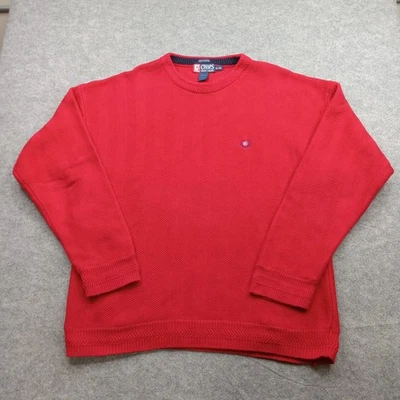 Chaps Ralph Lauren Sweater Mens XL Red Cotton Herringbone Crewneck Pullover - Image 1 of 4