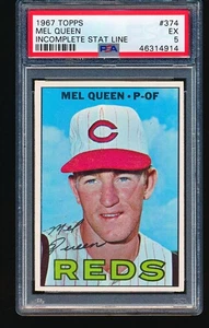 1967 Topps MEL QUEEN Incomplete Stat Line #374 PSA 5 - Picture 1 of 2