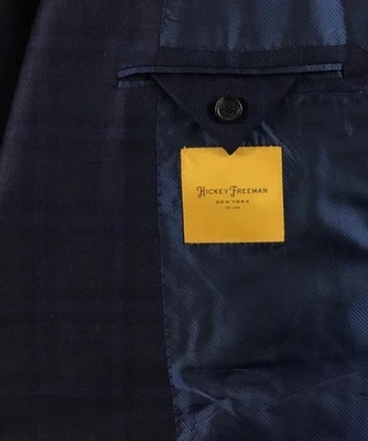 Hickey Freeman Sport Coat Mens 42R Navy Plaid Ermenegildo Zegna Cloth Wool Silk - Image 1 of 4