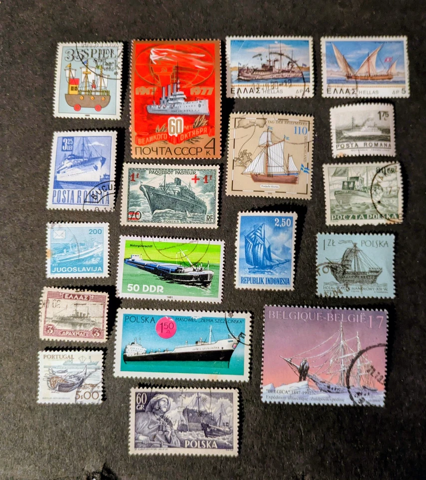 Ships +Boats-18 fine used collection postage stamps from around the world lot#21 - Image 1 of 1