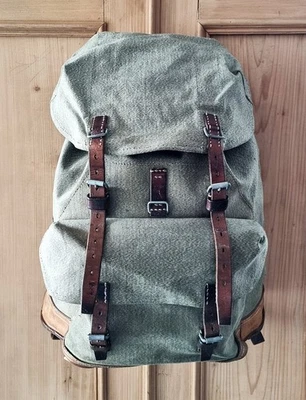 Robuster, alter Schweizer Armee Rucksack, Segeltuch & Leder Original 1963, Nr.14 - Bild 1 von 4