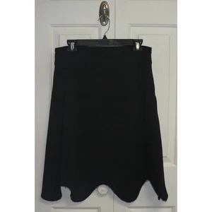 Gracia Women's Scallop Hem Knee Length Skirt in Black Large MSRP $87 - Picture 1 of 4