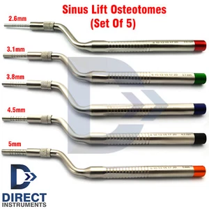 Set di 5 offset osteotoma dentale punta concava sinusale sollevamento impianto osseo - Foto 1 di 7