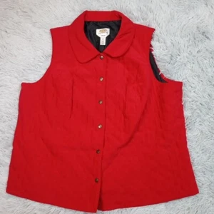 Chaleco Talbots Vintage Para Mujer 1X Rojo Acolchado Elastizado Cottage Core Acogedor A Presión - Imagen 1 de 12