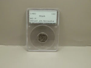 1982 ROOSEVELT DIME NO P ERROR PCGS MS65 VINTAGE HOLDER - Picture 1 of 5