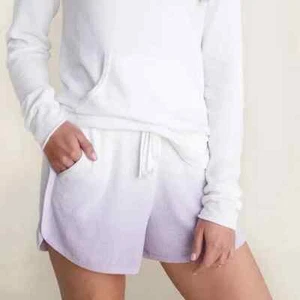 Barefoot Dreams L48124 Womens White/Purple Ombre CCUL Soft Shorts Size L - Picture 1 of 3