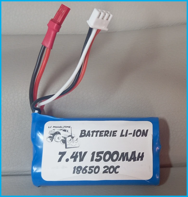 Batterie / Accu 7.4V 1500mAh 2S Li-Ion pour WLtoys RC  prise Bec/JST - Photo 1/1