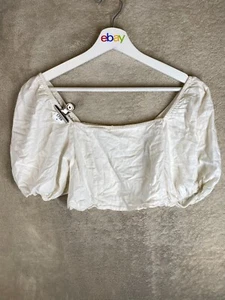 COTTON ON Casual Cropped Tank Top Size M Womens White Short Sleeve - Picture 1 of 8