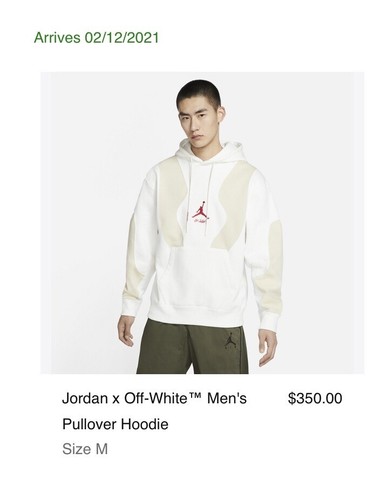 OFF WHITE Felpa con cappuccio Nike Air Jordan X bianca off M vela fossile rosso università nuova con etichette og