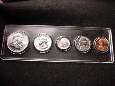 1958-D DENVER 5 COIN MINT SET ALL BU COINS 90% SILVER!!    #31 - Image 1 of 4