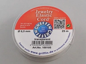 Griffin Draht elastisch transparent für Schmuck Stärke 0,5mm Länge 25 Meter - Bild 1 von 2