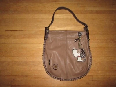 Bolso Hobo CHALA Marrón Cuero Vegano con Monedero Toffy Perro + Borde de Punto de Látigo Foto 1 de 4