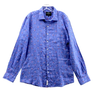 Rodd & Gunn Albini Linen Shirt Men's Large Blue Italian Corpcore Classic Coastal - Picture 1 of 11