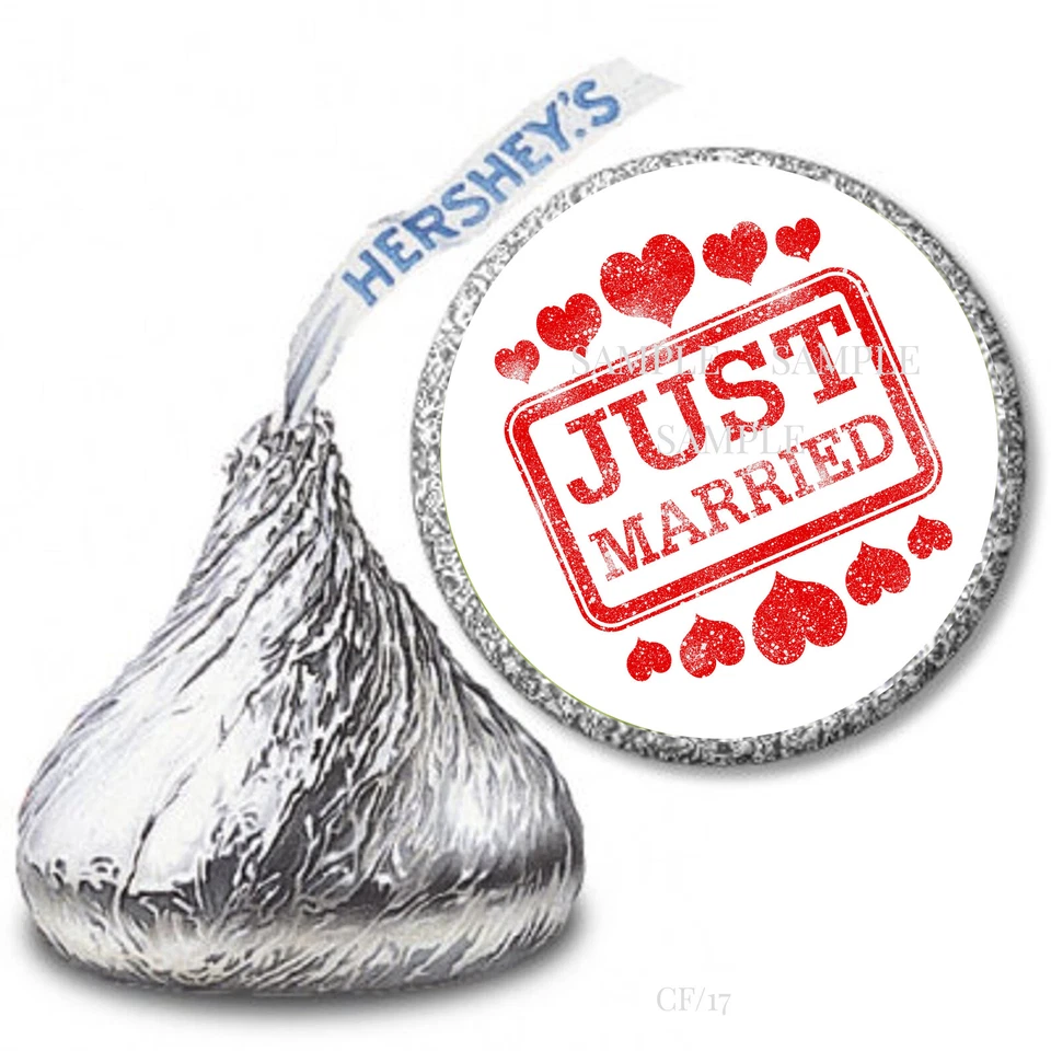 Envolturas de caramelos de boda Hershey Kiss corazones rojos recién casados Foto 1 de 1