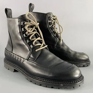 BOTTEGA VENETA Talla 8.5 Botas De Cuero Negras Con Cordones - Imagen 1 de 9