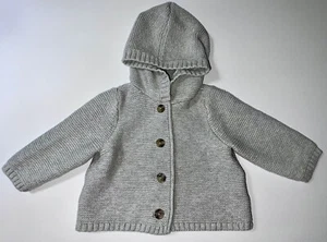 Carter’s Baby Hoodie Pullover Größe 6-12 Monate grau Häkel Strick  - Bild 1 von 10
