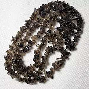 Smoky Quartz Stone Chip Gray-ish Endless/Continuous Necklace 34" TGW 290 cts NEW - Picture 1 of 7