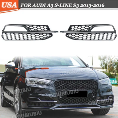 Pair For 2013-2016 Audi A3 S-Line S3 Front Lower Bumper Fog Light Cover Grille Foto 1 de 4