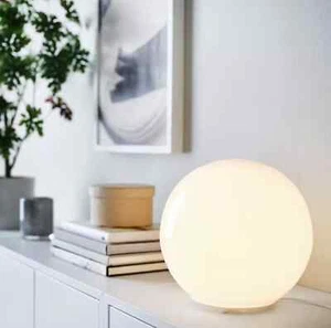Ikea Modern Fado Large Frosted White Glass Ball Globe Lamp Table Light 10" MCM - Picture 1 of 9