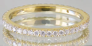 14k Solid Yellow Gold Round Cut Simulated Diamond Band Eternity Style 0.60ctw - Picture 1 of 5
