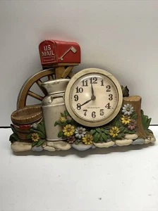 Vintage HAVEN Burwood Quartz Milk Can Mailbox Flower Wall Clock 2667 - Picture 1 of 6
