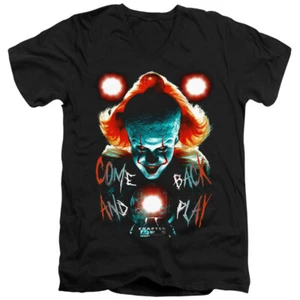 IT Chapter Two Slim fit V-Neck T-Shirt Pennywise Come Back Black Tee - Picture 1 of 1