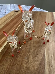 Vintage 70s Mini Reindeer Family Of 3 Kitschy Acrylic Lucite Hong Kong - Picture 1 of 5